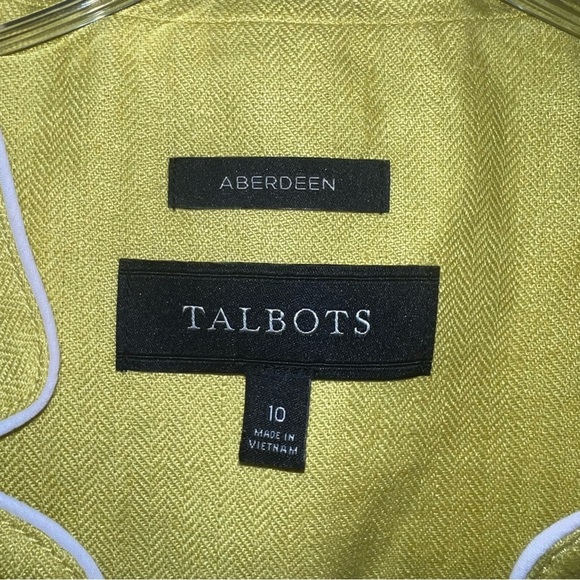 Talbots Aberdeen Linen Chartreuse Classy MatureCoastal Grandma Blazer Size 10 - Picture 2 of 13